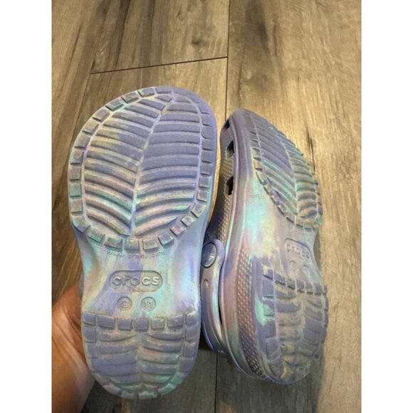 Crocs Kids Classic Clog Purple Tie-Dye Slip-On Shoes Size C10/C11 - Picture 7 of 8